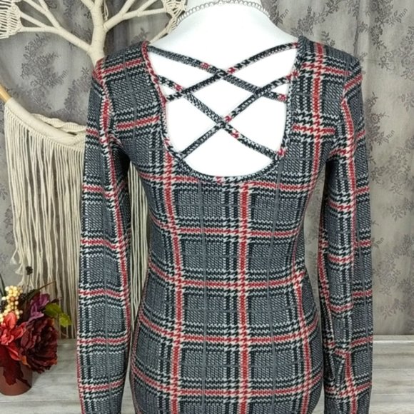 Eye Candy plaid cross back dress - Picture 5 of 9